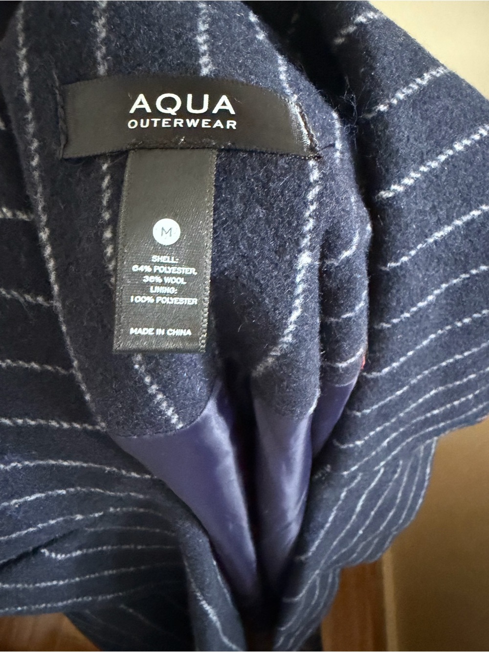 New! Aqua Navy Pinstripe Long Coat - Picture 4 of 4